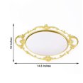 thumbnail image 3 of Efavormart Metallic White/Gold Resin Decorative Serving Tray - Oval Mirrored Vanity Tray - 14"x10", 3 of 11