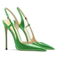 thumbnail image 3 of FSJ Women Slip on Pointy Toe D'orsay Pumps Slingback Backstrap High Stiletto Heels Adjustable Buckle Fashion Dress Shoes Size 9.5 Green, 3 of 5