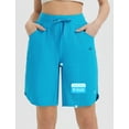 thumbnail image 2 of baleaf Bermuda Shorts for Women Knee Length 9'' Long Zipper Pockets High Waisted Quick Dry Lightweight Aqua Blue L, 2 of 7