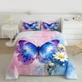 thumbnail image 3 of Manfei Teens Watercolor Butterfly Bedding Comforter Set, Vibrant Groovy Flower Twin Comforter Sets, Rustic Farmhouse Reversible Bedding Set, Breathable Home Decor, 2-Piece, 3 of 9