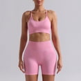 thumbnail image 4 of Hessimy Workout Sets for Women 2 Piece - Seamless Yoga Outfits Shorts and Padded Sports Bra Gym Athletic Clothing Set(Pink,L), 4 of 6
