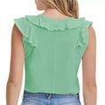 thumbnail image 5 of Summer Shirts for Women Trendy V Neck Ruffle Sleeveless Tank Tops Solid Color Casual Comfy Going out Blouses Tee, 5 of 5
