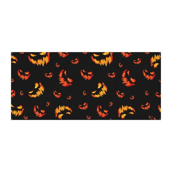 Black Cat and Full Moon Halloween Garage Door Cover - 13ft Wide Vintage Aesthetic Polyester Backdrop