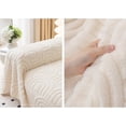 thumbnail image 4 of Lanola Soft Plush Non-Slip Couch Cover, Thicked Comfortable Striped Sofa Covers Washable, Large Fluffy Plush Pet Couch Covers for Sofa for 1-4 Home Cushion Couch, Pet Friendly (Light grey,71*150in), 4 of 7