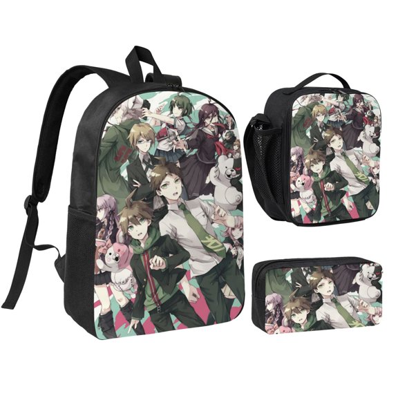 danganronpa Three piece backpack set young backpack combination backpack lunch bag pencil case