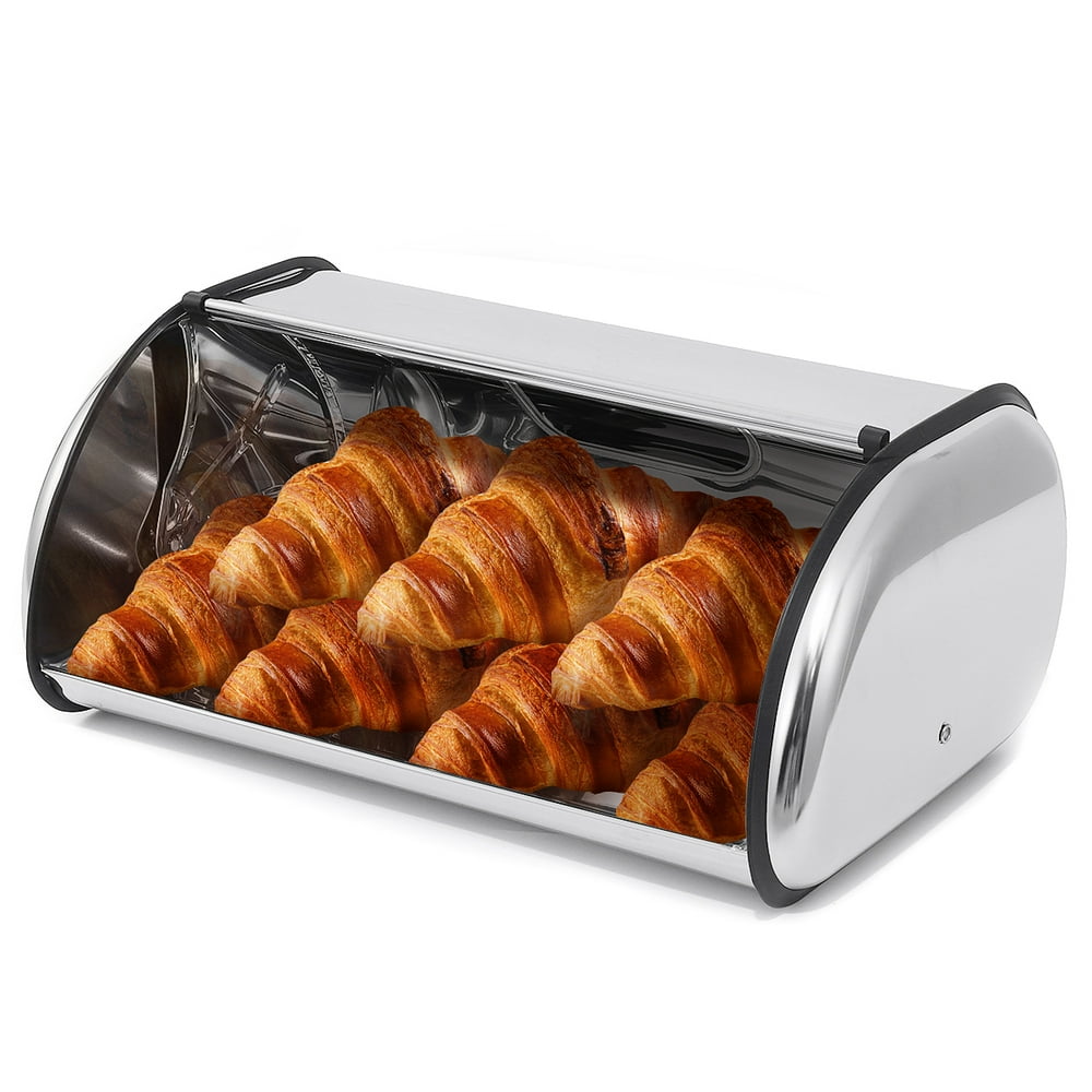 Bread Box with Visibility Window for Kitchen Counter, Matte Stainless