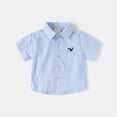 thumbnail image 2 of Gubotare Boys Shirts Dress Toddler Boys' Short Sleeve Cotton Casual Button-Down Shirt Size 7-8 (Light Blue,7-8 Years), 2 of 9