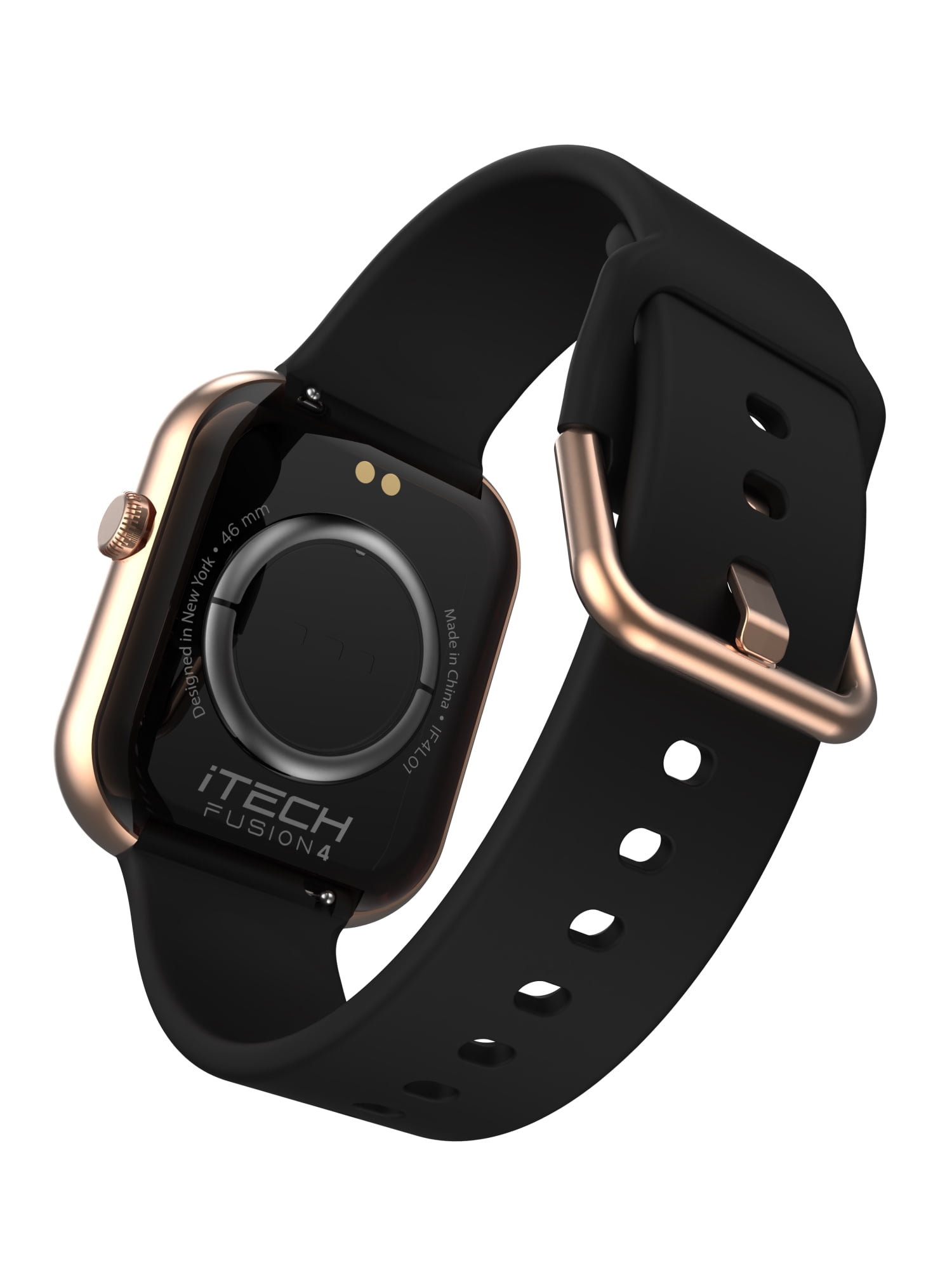 iTech Fusion 4 Unisex Adult Rectangular Smart Watch, Black, Silicone Strap