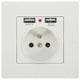 thumbnail image 1 of EeaseMX Toma de corriente de pared tipo 86 con doble USB, estándar francés, soporte para panel de enchufes estándar europeo, 1 of 7