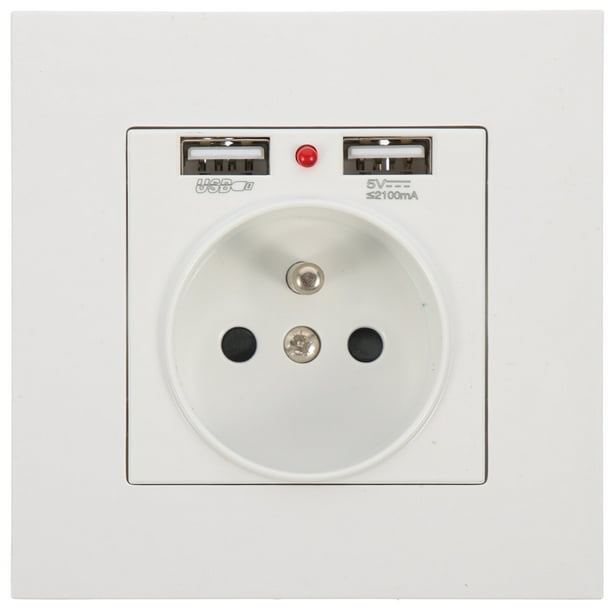 EeaseMX Toma de corriente de pared tipo 86 con doble USB, estándar francés, soporte para panel de enchufes estándar europeo