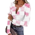 thumbnail image 2 of FDGIU Women’s Long Sleeve Henley Neck Shirt - Slim Fitted Ribbed Top for Going Out & Work Casual, 2 of 7