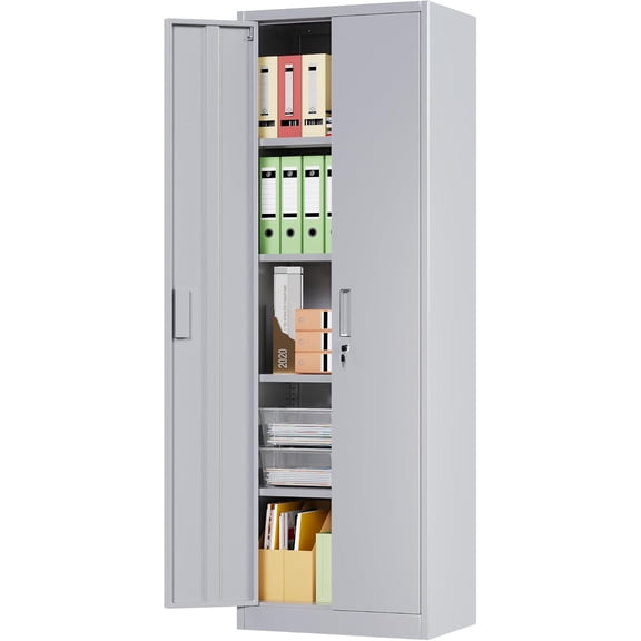 MUERE 24" W Metal Storage Cabinet with Locking Doors and Adjustable Shelves,Gray
