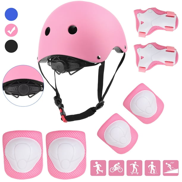 Set of 7 Kids Helmet and Knee Pads Girls Kids Safety Helmet & Knee