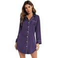 thumbnail image 7 of Eternatastic Button Down Nightgowns for Women Long Sleeve Night Shirt Sleep Shirt V-Neck Sleep Dress Pajama Sleepwear, 7 of 7