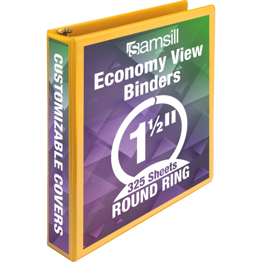 Samsill Economy 11/2" Round Ring View Binder Yellow 1 Each (Quantity