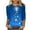 Blue, variant on PuLe Women's Christmas Printed Tshirts Tops Trendy Cute 3/4 Length Sleeve Round Neck Shirts Loose Fit Pullover Blouses