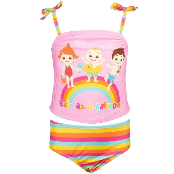 CoComelon JJ Tomtom Yoyo Infant Baby Girls Tankini Top and Bikini Bottom Swim Set Infant to Toddler