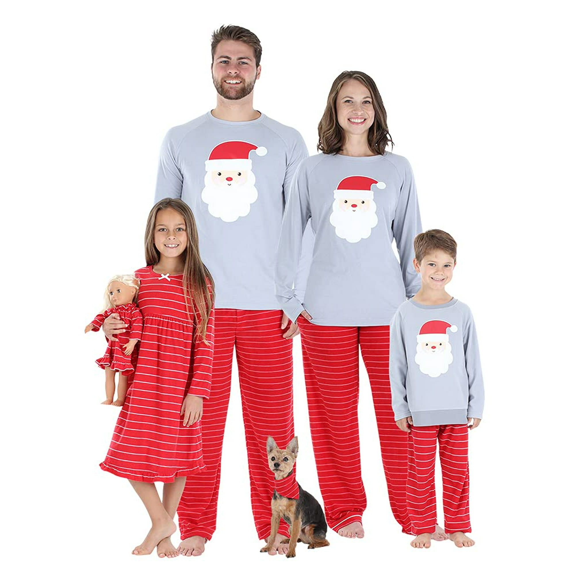 Our Family Pjs Christmas Family Matching Santa Red Fleece Pajama Sets Santa Red Stripe 8 Years Kid s Gown Walmart