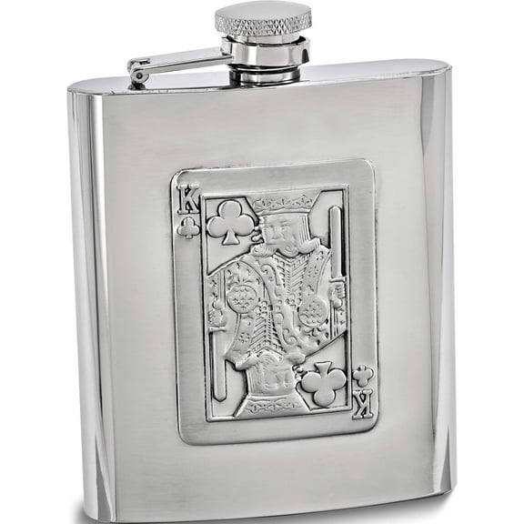 Fashion Silver-Tone 8Oz Playing Card Flask (3.75 X 3.75) Made In China gm16833
