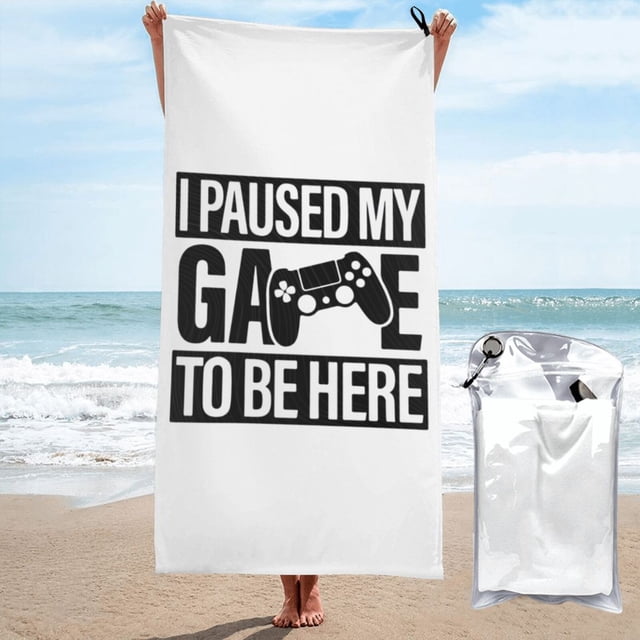Pausé mi juego para estar aquí Toalla de playa Toallas de baño de microfibra Manta de playa suave para desfile Natación Yoga Mujeres Hombres