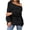 Black, variant on WRKEKC Oversized Sweaters for Women Trendy Solid Color Crew Neck One Shoulder Knitted Pullover Sweater for Women Plus Size Fall Winter