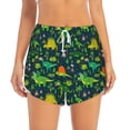 thumbnail image 2 of Susaid Dinosaurs and Tropical Leaves and Flowers Print Women's High Waisted Running Shorts Quick Dry Athletic Gym Track Workout Shorts Zip Pocket-Large, 2 of 7