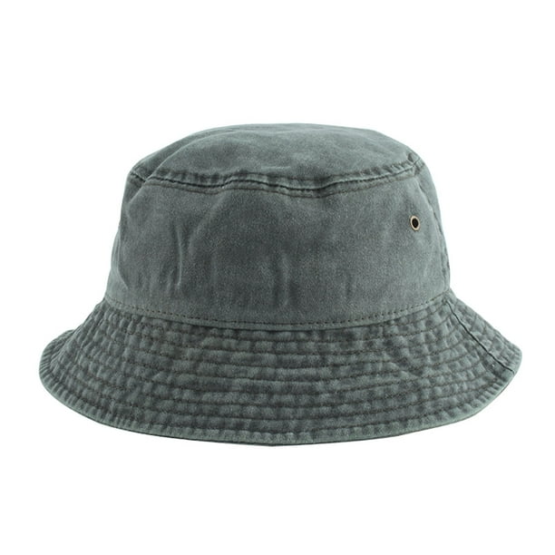 Qarigey Nuevo sombrero de pescador plegable, sombreros de cubo de mezclilla lavados, gorras de moda Unisex, gorra de cubo de Panamá para hombres y Sombreros Verde oscuro Qarigey AP000859-02