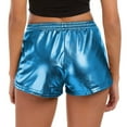 thumbnail image 2 of Fashion Women High Waist Yoga Sport Pants Shorts Shiny Metallic Pants Leggings, Blue Size: S-2Xl, 2 of 4