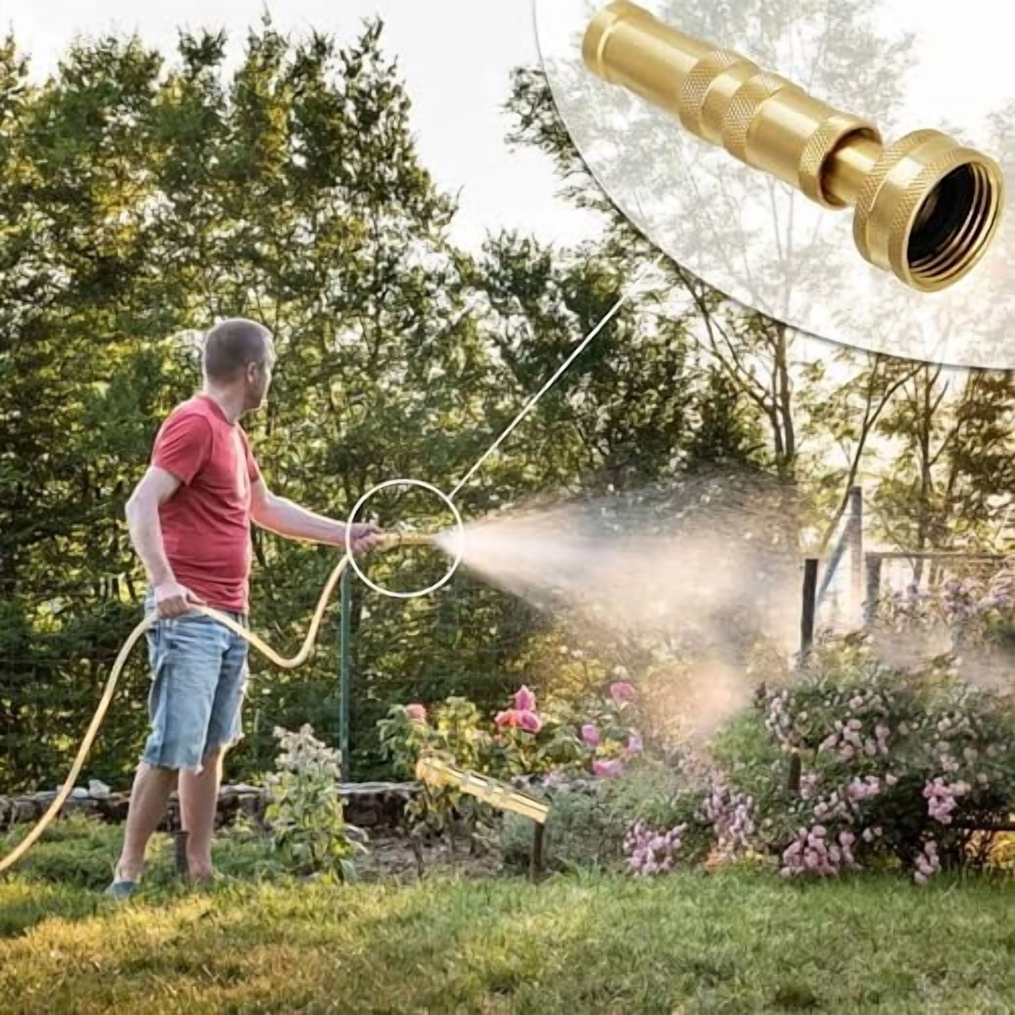 Jointown Solid Brass Hose Nozzle, 4 Pack 4"L Heavy Duty Brass Garden Hose Nozzle with 8 Rubber Washers