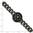 thumbnail image 4 of Stainless Steel Brushed Gun Metal IP-plated Compass 8.25in Chain ; 8.25 inch; for Adults and Teens; for Women and Men, 4 of 4