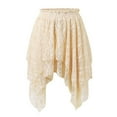 thumbnail image 5 of MIXUE Skirts For Women Summer Sheer Mesh Solid Color Lace Ruffle Pleated A Line Flowy Mini Skirt Daily-Wear,White,L, 5 of 9