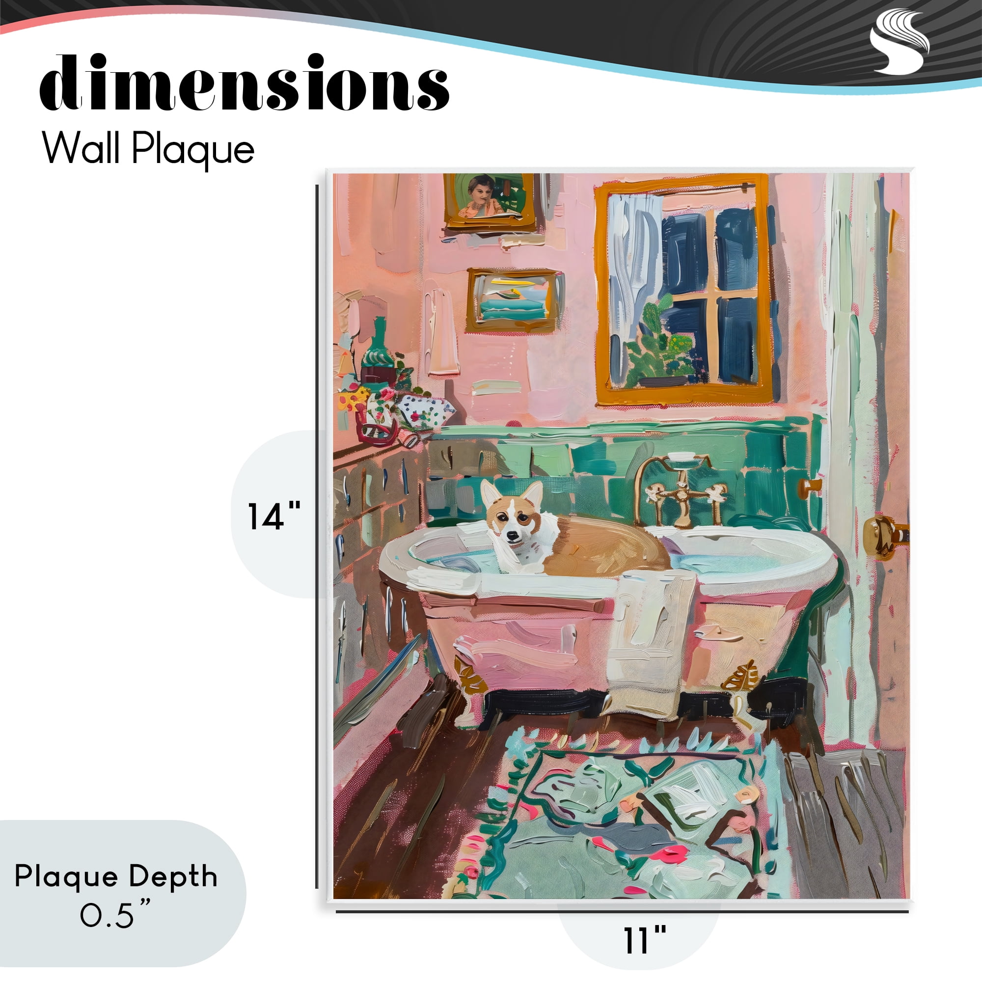 Stupell Industries Corgi in Pastel Tub Wall Plaque Art, design by The Prints Vibe