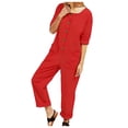 thumbnail image 1 of HBFAGFB Combinaisons pour Femmes Décontractées Amples Habillées Pantalons Larges Rouges Taille g, 1 of 6