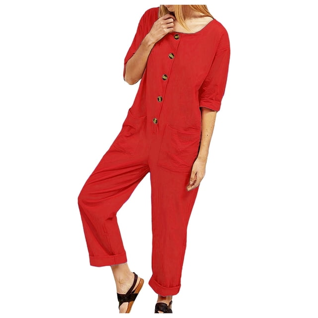 HBFAGFB Combinaisons pour Femmes Décontractées Amples Habillées Pantalons Larges Rouges Taille g