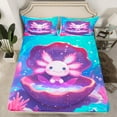 thumbnail image 2 of Axolotl Sheets Queen Size,Cute Ocean Animals Sheet Set Teens Marine Romantic Bed Sheets Set Pink Coral Plant Bed Set, 2 of 6