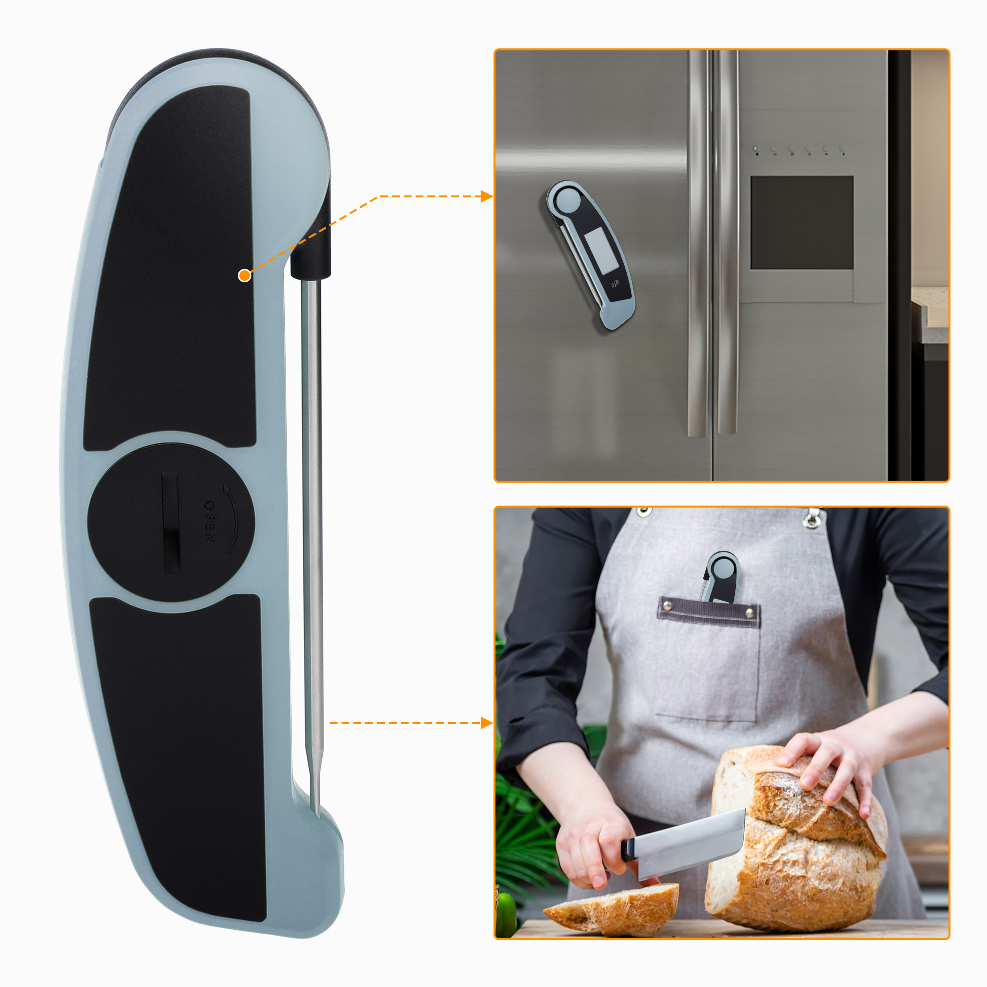 Unique Bargains Digital Meat Instant Read Foldable Cooking Thermometer Blue