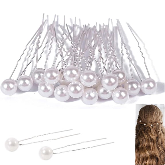 l Hair Pins, 30 Pcs Wedding Pearl Hair Pins, Jewelry Boho Vintage Hair Piece, White Bobby Clips for Brides and Bridesmaids Style, U-Shaped Hair Accessories for Bridesmaids Women (Silver)