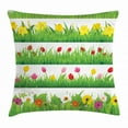 thumbnail image 1 of Green Flower Throw Pillow Cushion Cover, Lawn Pattern Horizontal Design Floral Arrangement Nature Scenes Spring Season, Decorative Square Accent Pillow Case, 18 X 18 Inches, Multicolor, by Ambesonne, 1 of 2