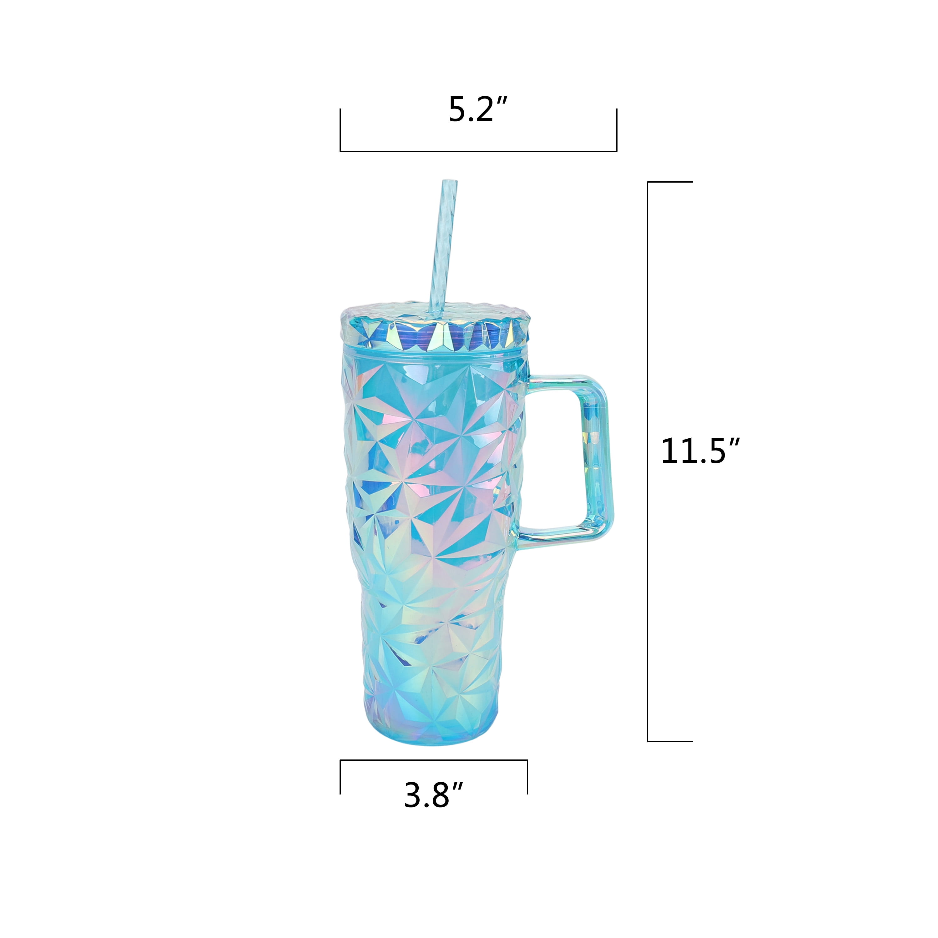 Mainstays 30-Ounce Plastic Prism Textured Tumbler with Handle, Blue