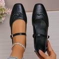 thumbnail image 5 of Viluyesy Womens Flats Shoes, Low Heels Ankle Strap Square Toe 2025 Fashion Dressy Shoes Black, 5 of 9