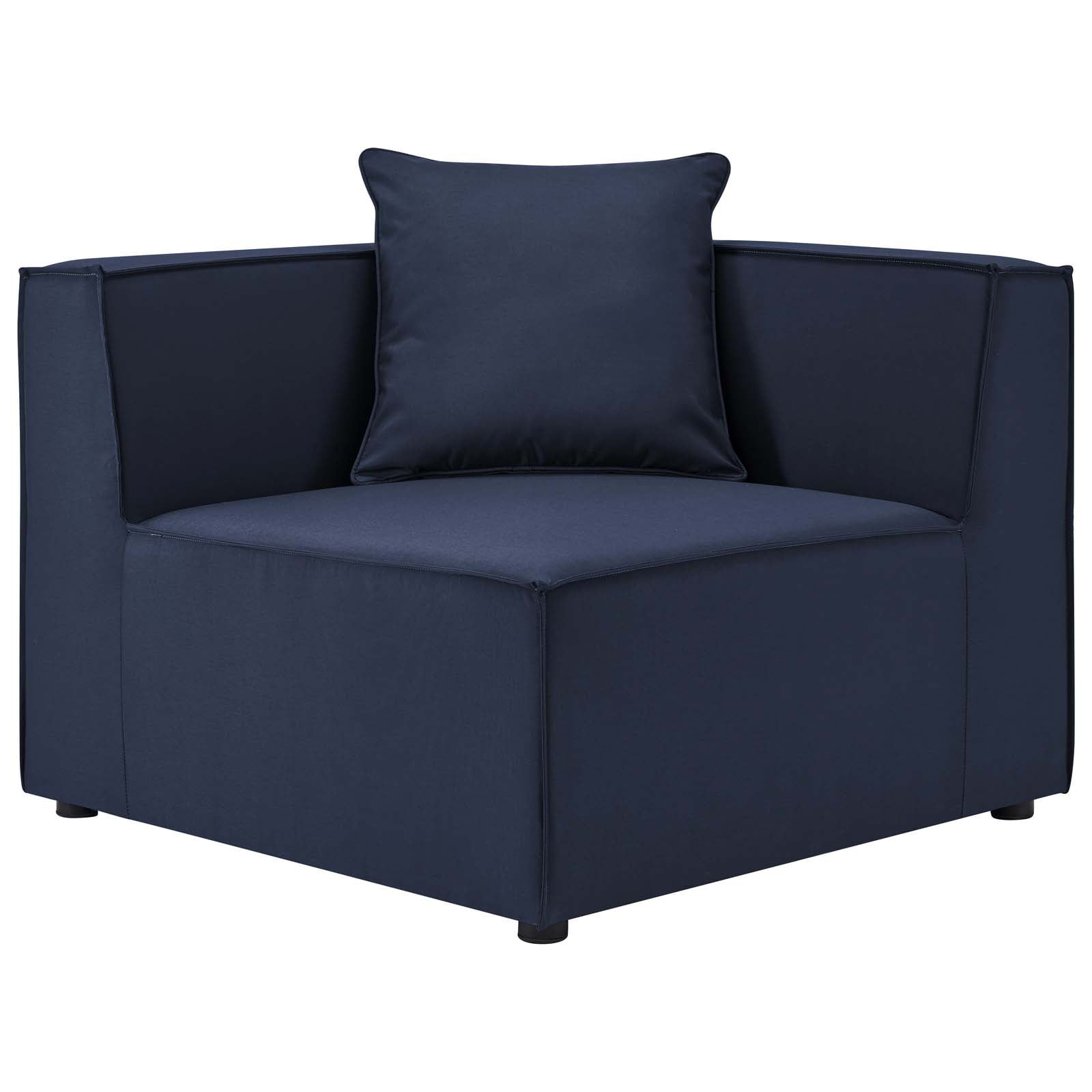 Modway Saybrook 6-Piece Fabric Upholstered Outdoor Patio Sectional Sofa in Navy