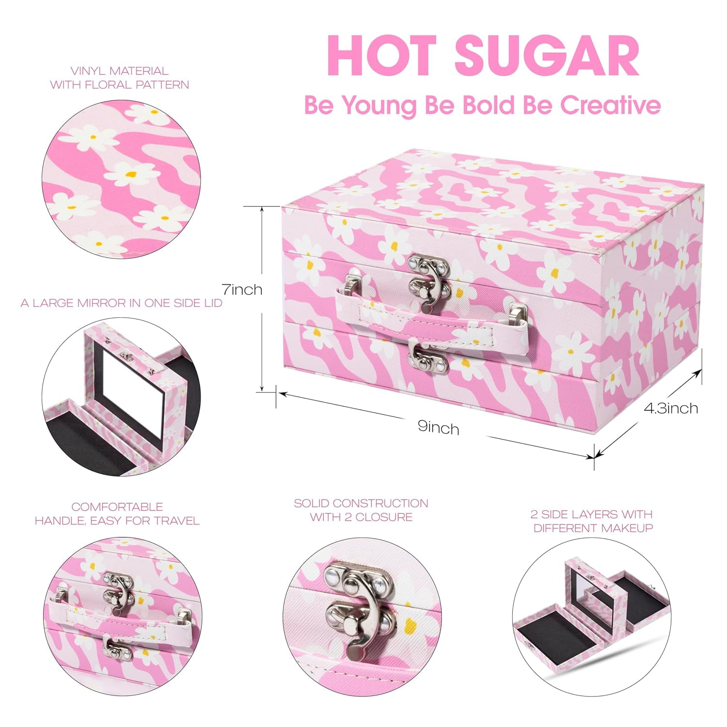 Hot Sugar Makeup Kit for Preteen Girls 10-12, Birthday Christmas Makeup Gift Set for Teens 16-18, All in One Beginner Makeup Kit for Women Full Kit (Floral Pink)