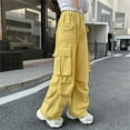 thumbnail image 2 of Ruyang Girls Cargo Pants Baggy Cotton Jeans Kids Vintage Loose Fit Jeans Hip Hop Teen Pull on Wide Leg Trouser 𝐒ung Fit Clothes, 2 of 9