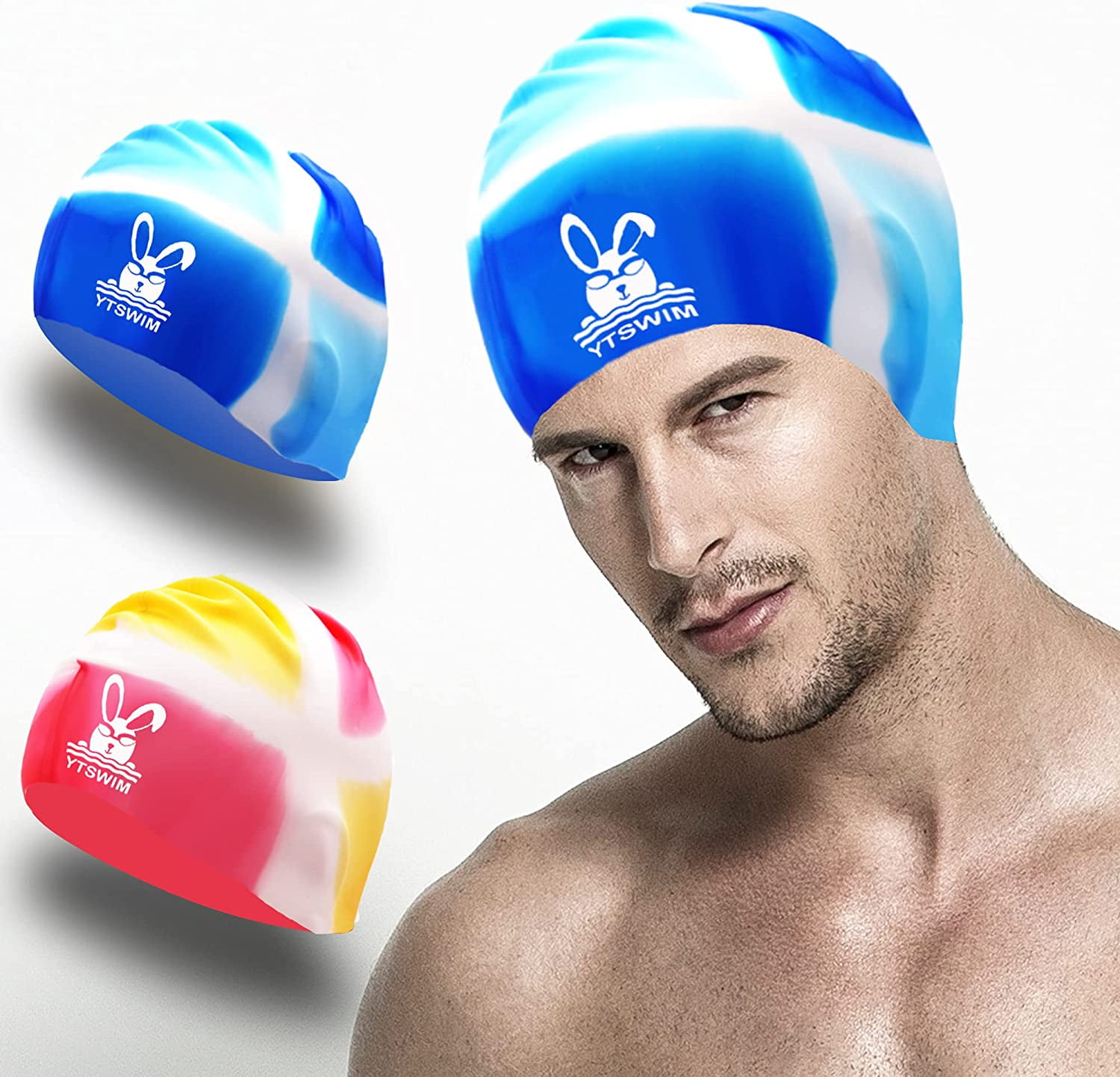 Men YTSWIM Long Hair Silicone Swim Caps for Women Multiple Choice Adult 