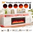 thumbnail image 5 of Ktaxon Modern TV Stand with 36" Fireplace, 70" High Gloss Entertainment Center with LED RGB Light for Living Room, 12 Colors Flames Electric Fireplace Mantel, White, 5 of 7