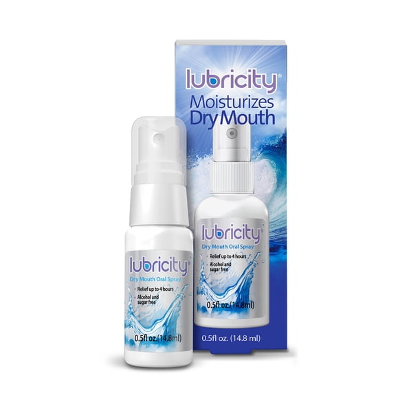 Lubricity Dry Mouth Moisturizing Oral Spray with Xylitol, Flavor Free, 0.5 Fl Oz, 7-Day Supply