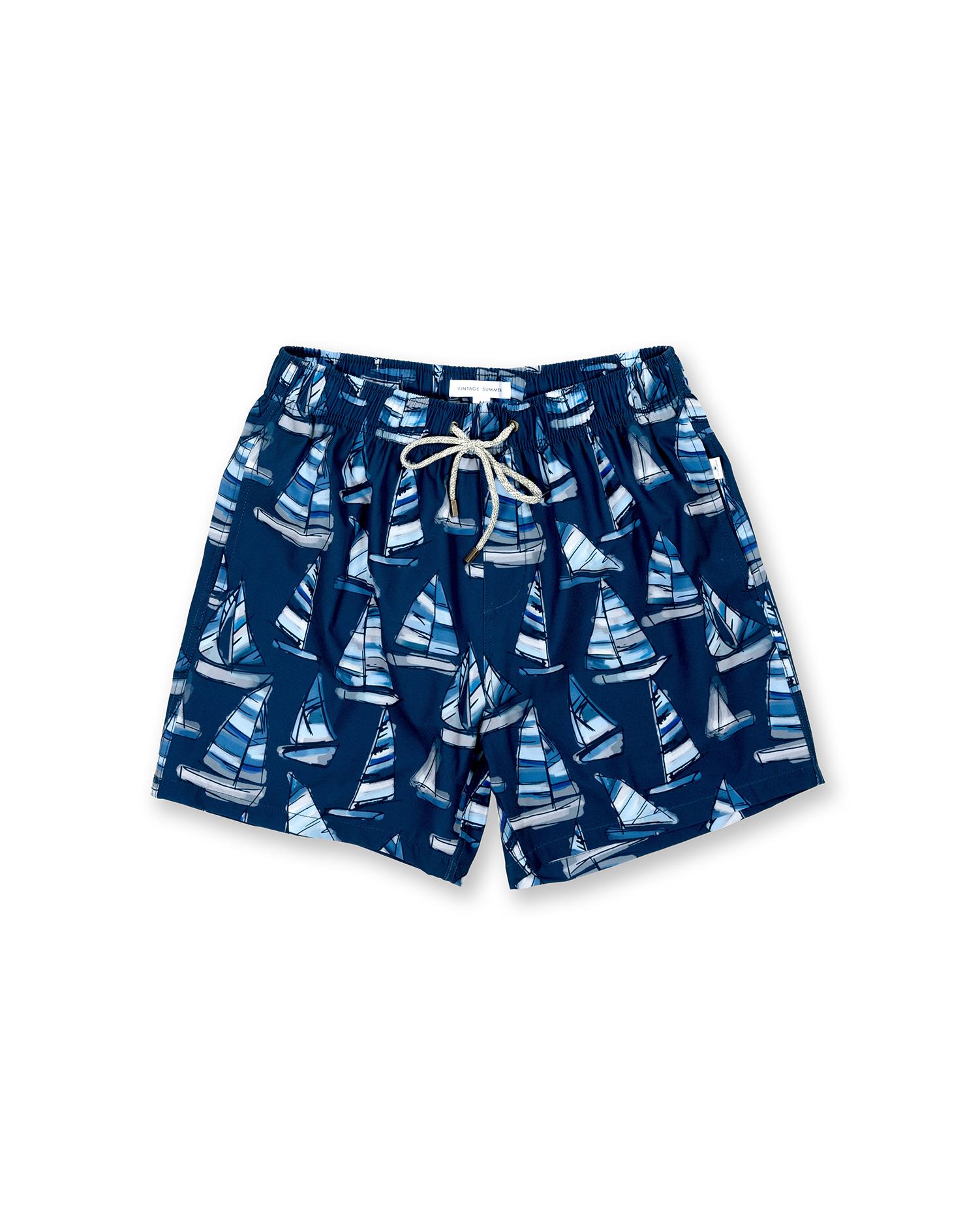 Mens Swim Shorts Dry Fast 4 Ways Stretch Swimming Trunks, Navy