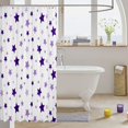 thumbnail image 3 of Manfei Minimalist Stars Shower Curtain 72Wx72L,Cute Cartoon Themed Bathroom Curtain,Purple White, 3 of 5