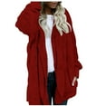 thumbnail image 2 of IMENGL cardigan Chaud en Peluche Uni avec Poches Automne Hiver, Rouge m, Taille M-5TG, 2 of 7