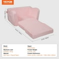 thumbnail image 6 of VEVOR Kids Couch, 2-in-1 Toddler Chairs Comfy, Toddler Couch Sofa Bed Fold Out, Convertible Sofa to Lounger, Kids Chair Seat Playroom Furniture for Kids Girls  Boys, Pink, 6 of 10